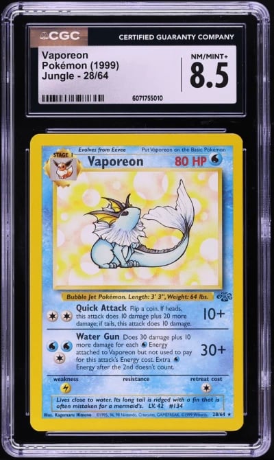 1999 Pokemon Jungle Vaporeon #28 CGC 8.5 NM-MT+