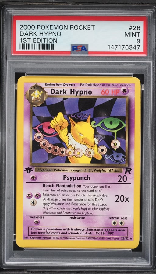 2000 Pokemon Team Rocket 1st Edition Dark Hypno #26 PSA 9 MINT