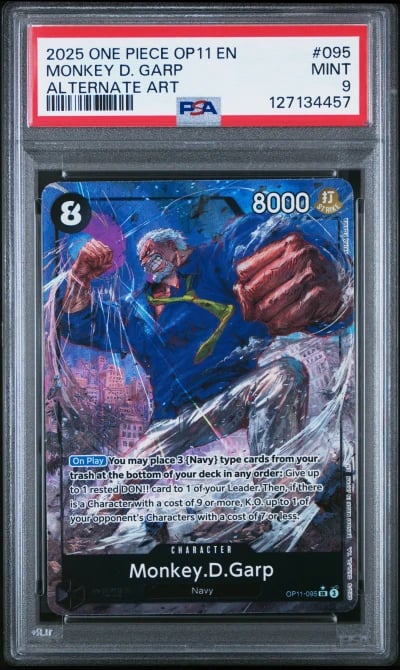 2025 ONE PIECE OP11-A FIST OF DIVINE SPEED 095 MONKEY D. GARP ALTERNATE ART PSA 9