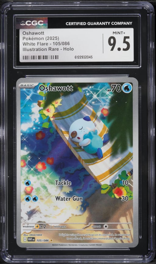 2025 Pokemon Scarlet & Violet White Flare IR Oshawott #105 CGC 9.5 MINT+