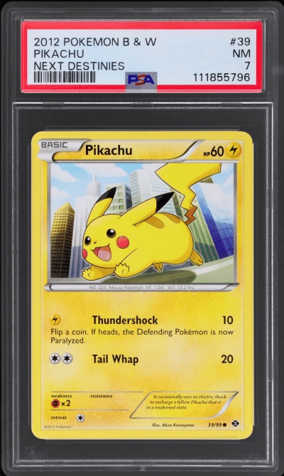 2012 Pokemon Black and White Next Destinies Pikachu #39 PSA 7