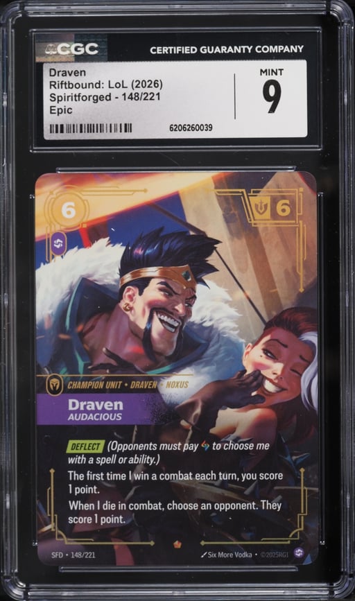 2026 Riftbound League Of Legends LoL Spiritforged Draven #148 CGC 9 MINT