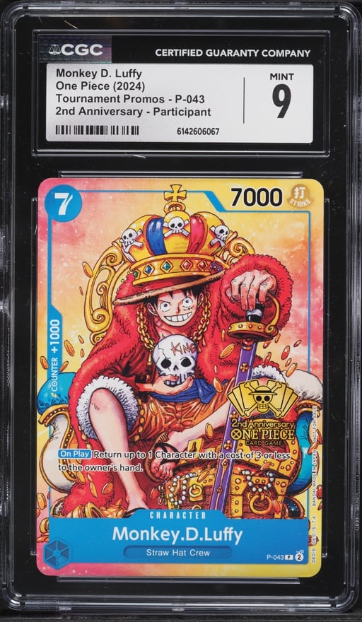 2024 One Piece Tournament Promo 2nd Anniversary Alt Art Monkey D. Luffy #P-043 CGC 9 MINT