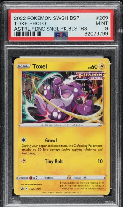 2022 Pokemon SWSH Black Star Promo Single Pack Blisters Holo Toxel #209 PSA 9