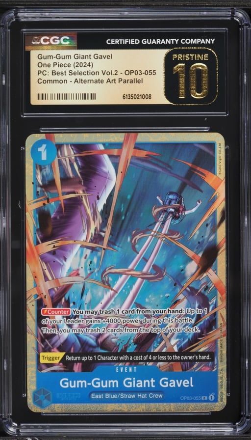 2024 One Piece PC Best Selection Volume 2 Alt Art Gum-Gum Giant Gavel #OP03-055 CGC 10 PRISTINE
