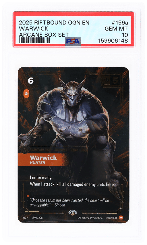 2025 Riftbound League of Legends Origins Arcane Box Set Warwick #159a PSA 10