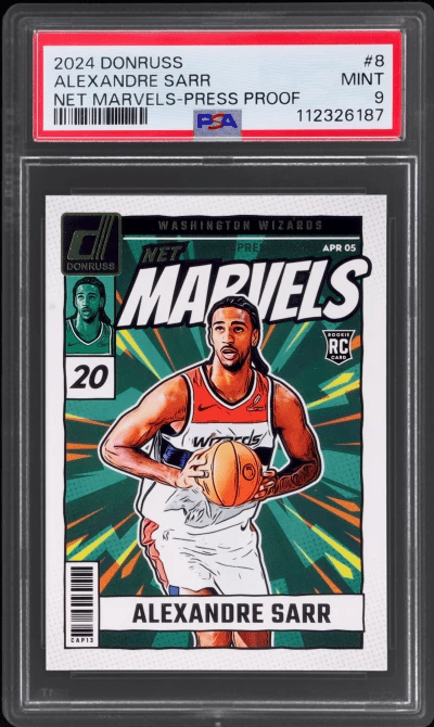 2024 Donruss Net Marvels Press Proof Alexandre Sarr #8 PSA 9