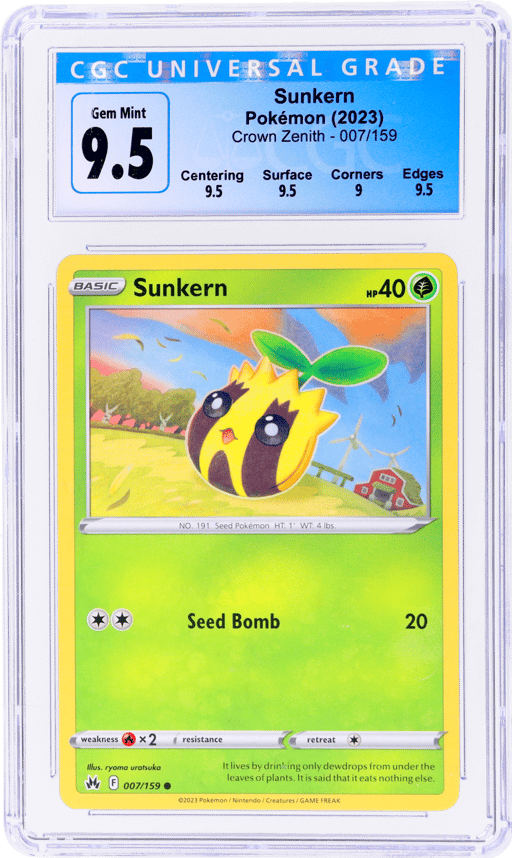 2023 Pokemon Sword and Shield Crown Zenith Sunkern #7 CGC 9.5