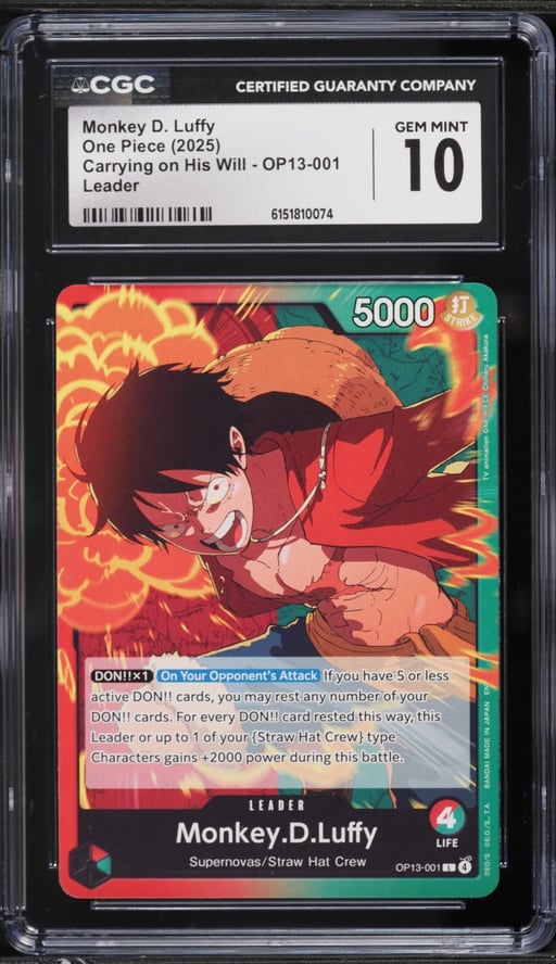 2025 One Piece Carrying On His Will Leader Monkey D. Luffy #OP13-001 CGC 10 GEM MINT