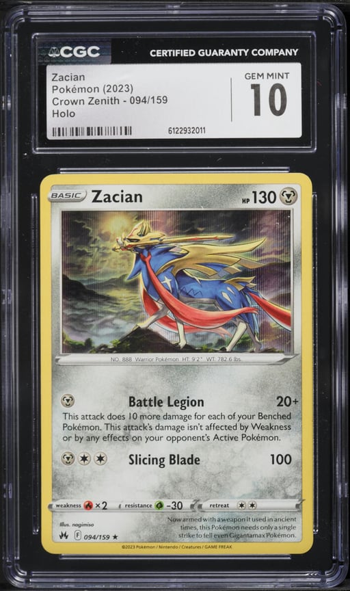 2023 Pokemon Sword & Shield Crown Zenith Zacian #94 CGC 10 GEM MINT