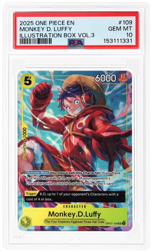 2025 One Piece Promos Illustration Box Volume 3 Monkey D. Luffy #OP07109 PSA 10