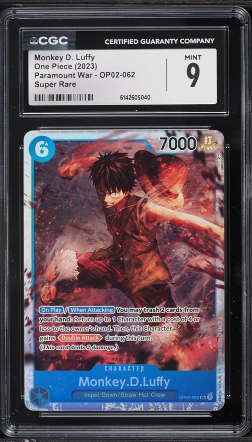 2023 One Piece Paramount War SR Monkey D. Luffy #OP02-062 CGC 9 MINT