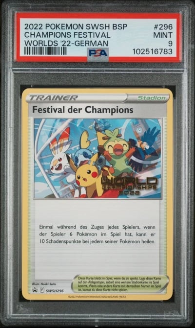 2022 POKEMON SWSH BLACK STAR PROMO #296 CHAMPIONS FESTIVAL PSA 9