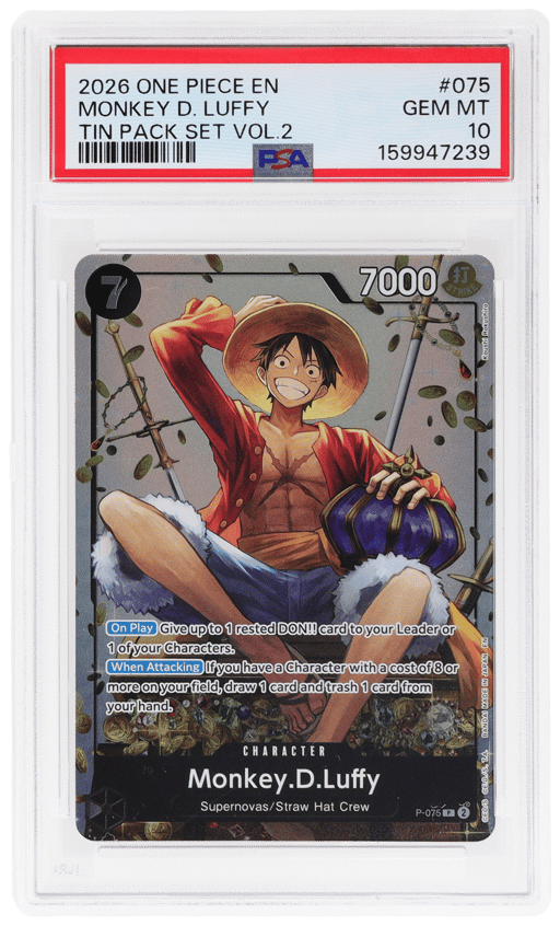 2026 One Piece Promo Tin Pack Set Volume 2 Monkey D. Luffy #P-075 PSA 10