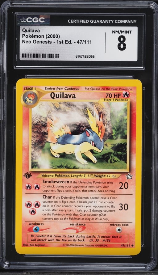 2000 Pokemon Neo Genesis 1st Edition Quilava #47 CGC 8 NM-MT