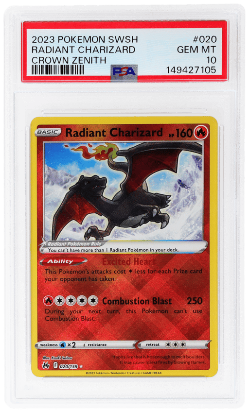 2023 Pokemon Sword and Shield Crown Zenith Radiant Charizard #020 PSA 10