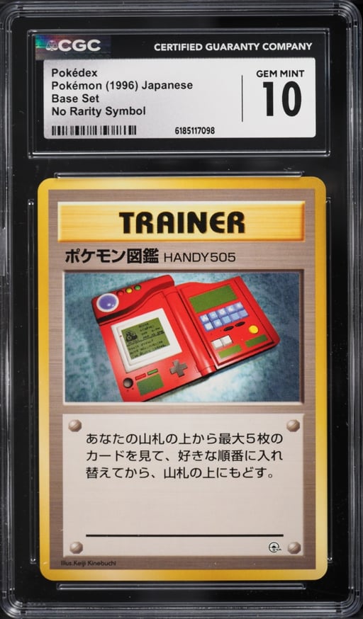 1996 Pokemon Japanese Base Set No Rarity Symbol Pokédex CGC 10 GEM MINT