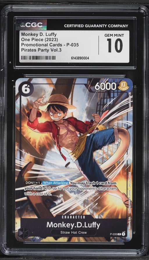 2023 One Piece Promo Pirates Party Volume 3 Monkey D. Luffy #P-035 CGC 10 GEM MINT
