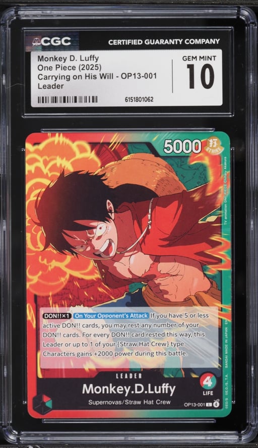 2025 One Piece Carrying On His Will Leader Monkey D. Luffy #OP13-001 CGC 10 GEM MINT