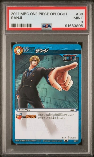 2011 MIRACLE BATTLE CARDDASS ONE PIECE LOG SELECTION OPLOG01 #38 SANJI PSA 9