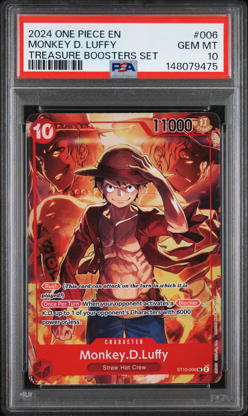 2024 ONE PIECE PROMOS 006 MONKEY D. LUFFY TREASURE BOOSTERS SET PSA 10