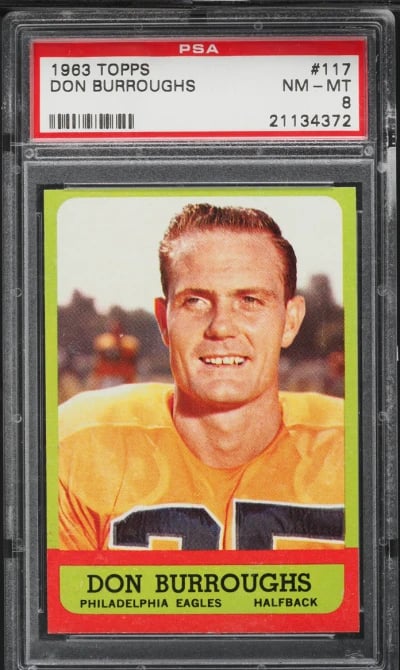 1963 Topps Football Don Burroughs #117 PSA 8 NM-MT