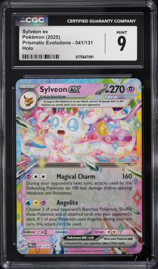2025 Pokemon Scarlet & Violet Prismatic Evolutions Holo Sylveon Ex #41 CGC 9 MINT