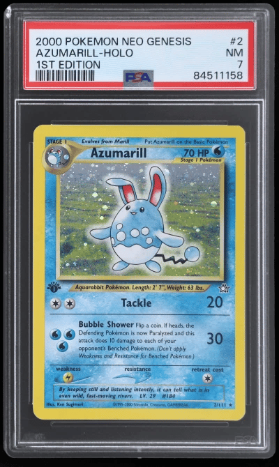 2000 Pokemon Neo Genesis 1st Edition Holo Azumarill #2 PSA 7