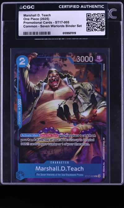 2025 One Piece Seven Warlords Binder Set Alt Art Marshall D. Teach #ST17-005 CGC AUTH