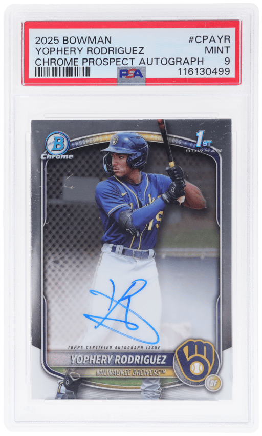 2025 Bowman Chrome Prospect Autograph Yophery Rodriguez #CPAYR PSA 9