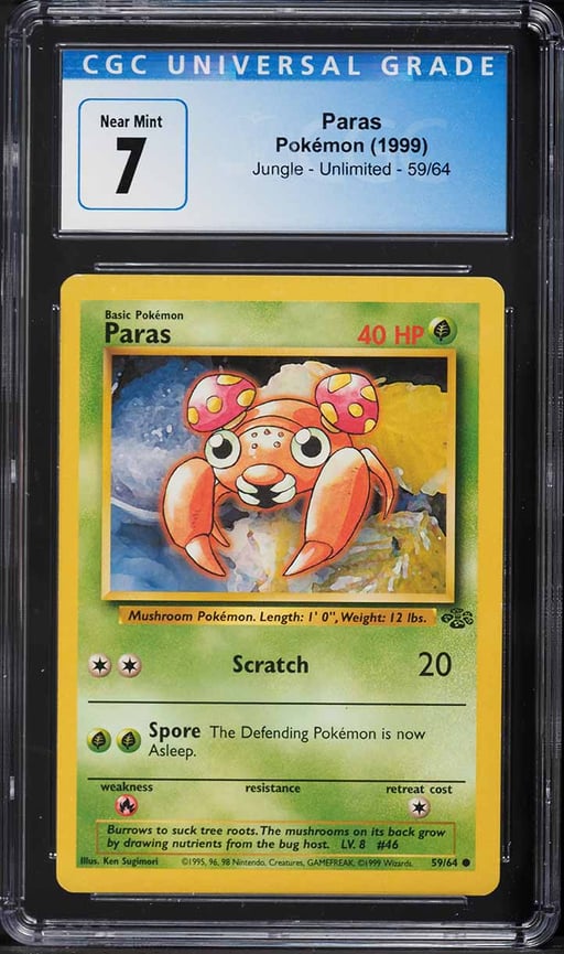 1999 Pokemon Jungle Paras #59 CGC 7 NRMT