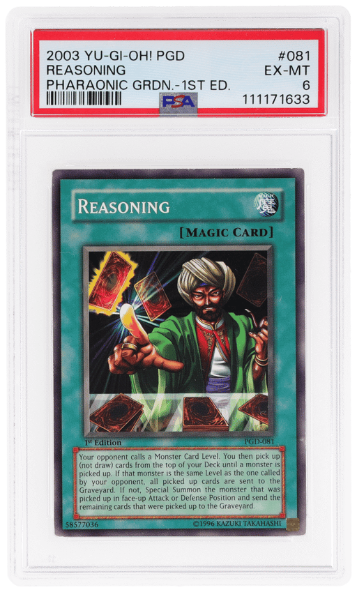 2003 Yu-Gi-Oh! Pharaonic Guardian 1st Edition Reasoning #PGD-081 PSA 6