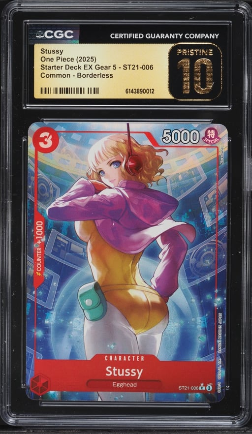 2025 One Piece Starter Deck EX Gear 5 Borderless Alt Art Stussy #ST21-006 CGC 10 PRISTINE