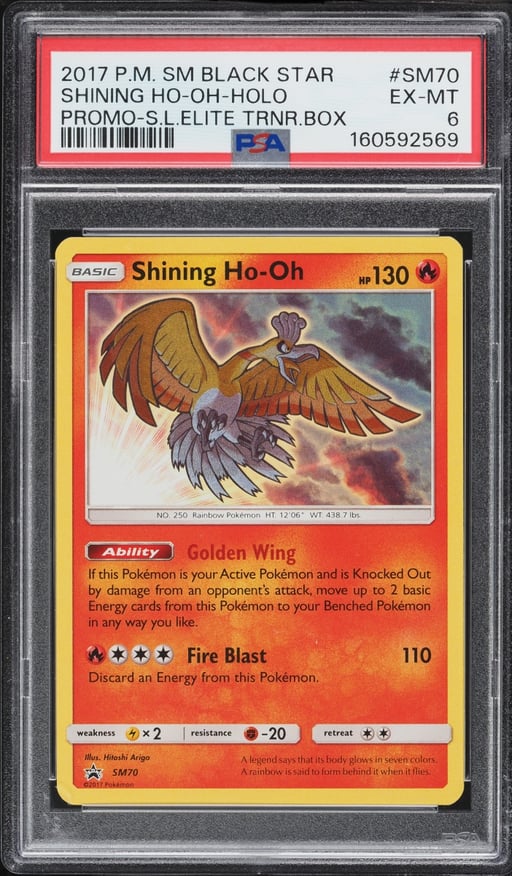 2017 Pokemon Sun & Moon Promo Shining Legends ETB Holo Shining Ho-Oh #SM70 PSA 6 EXMT