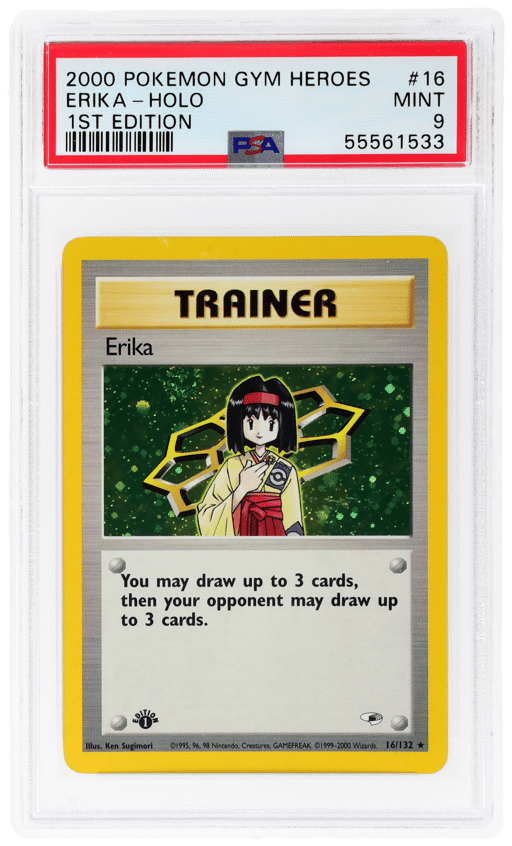 2000 Pokemon Gym Heroes 1st Edition Holo Erika #16 PSA 9