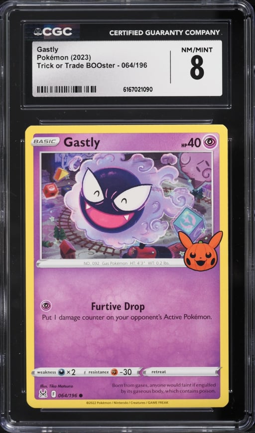 2023 Pokemon Sword & Shield Lost Origin Trick Or Trade Gastly #64 CGC 8 NM-MT