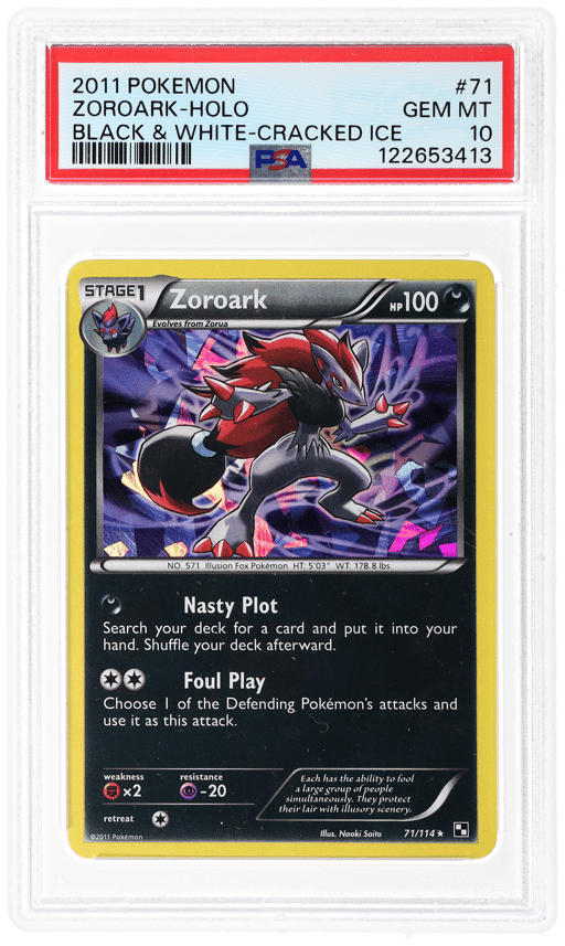 2011 Pokemon Black and White Cracked Ice Holo Zoroark #71 PSA 10