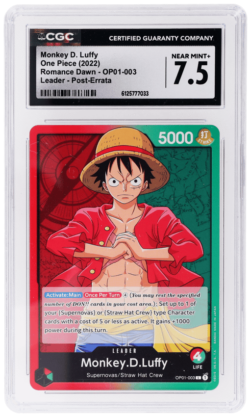 2022 One Piece Romance Dawn Monkey D. Luffy #OP01003 CGC 7.5