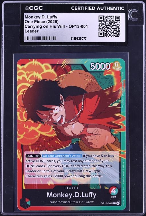2025 One Piece Carrying On His Will Leader Monkey D. Luffy #OP13-001 CGC AUTH