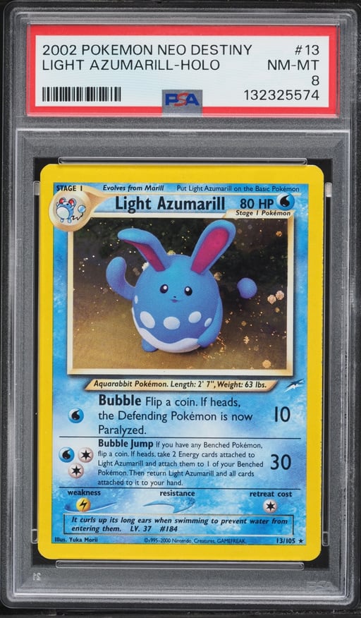 2002 Pokemon Neo Destiny Holo Light Azumarill #13 PSA 8 NM-MT