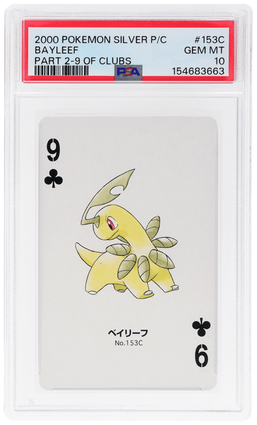 2000 Pokemon Silver Version Part 2 Playing Cards 9 of Clubs Bayleef #153C PSA 10