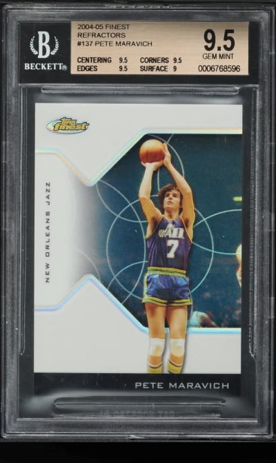 2004 Finest Refractor Pete Maravich /249 #137 BGS 9.5 GEM MINT