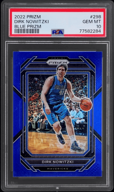 2022 Panini Prizm Blue Prizm Dirk Nowitzki #298 3/199 PSA 10