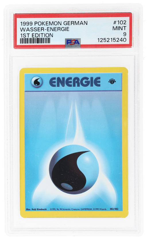 1999 Pokemon Base Set German 1st Edition Water Energy #102 PSA 9