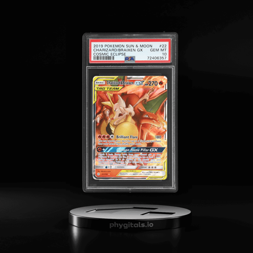 2019 Pokemon Sun and Moon Cosmic Eclipse Braixen Gx/Charizard #22 PSA 10