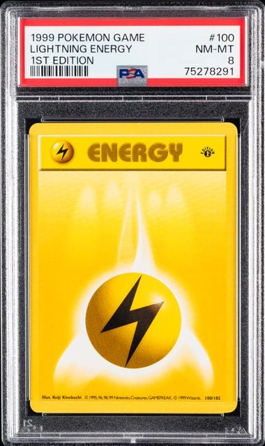 1999 POKEMON GAME #100 LIGHTNING ENERGY 1ST EDITION PSA 8