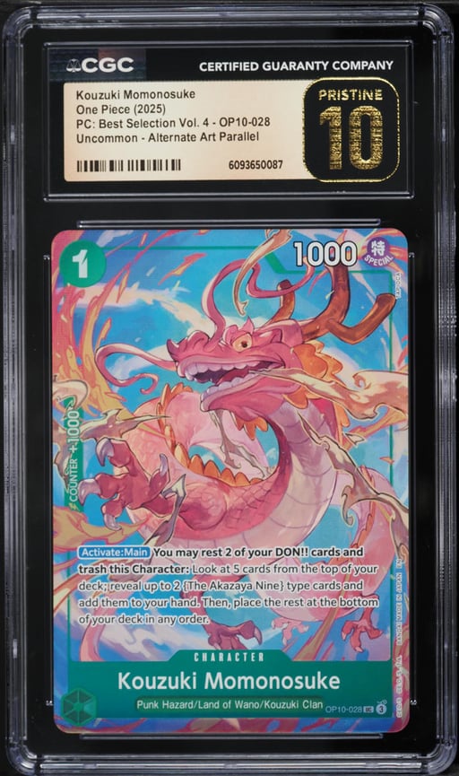 2025 One Piece PC: Best Selection Vol. 4 Alt Art Kouzuki Momonosuke #OP10-028 CGC 10 PRISTINE