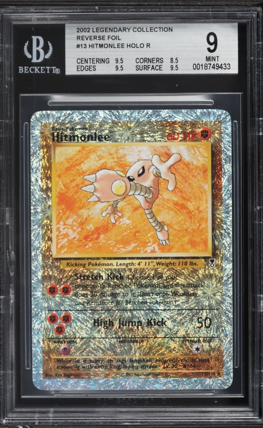 2002 Pokemon Legendary Collection Reverse Holo Hitmonlee #13 BGS 9 MINT