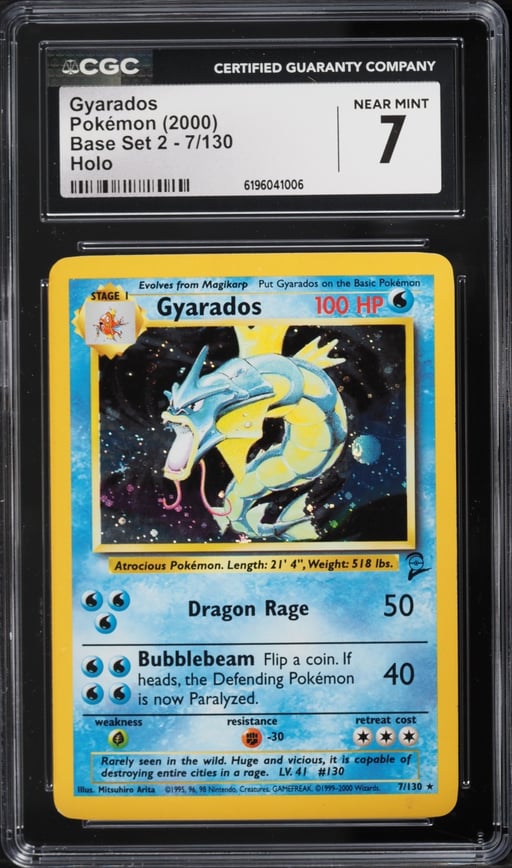 2000 Pokemon Base Set 2 Holo Gyarados #7 CGC 7 NRMT