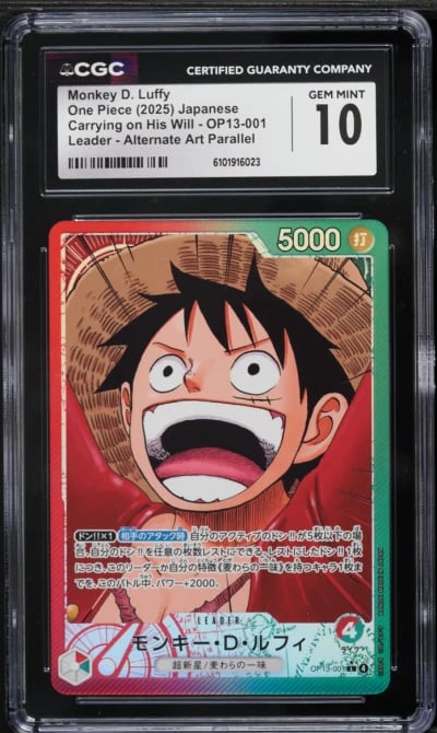 2025 One Piece Japanese Carrying On His Will Alt Art Leader Monkey D. Luffy #OP13-001 CGC 10